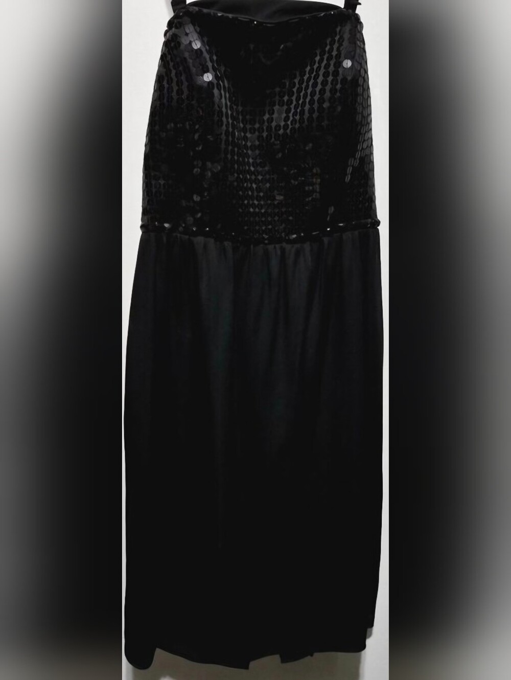 ANTONIO MELANI Black Strapless Sequin Bodice Evening Dress.  NWOT